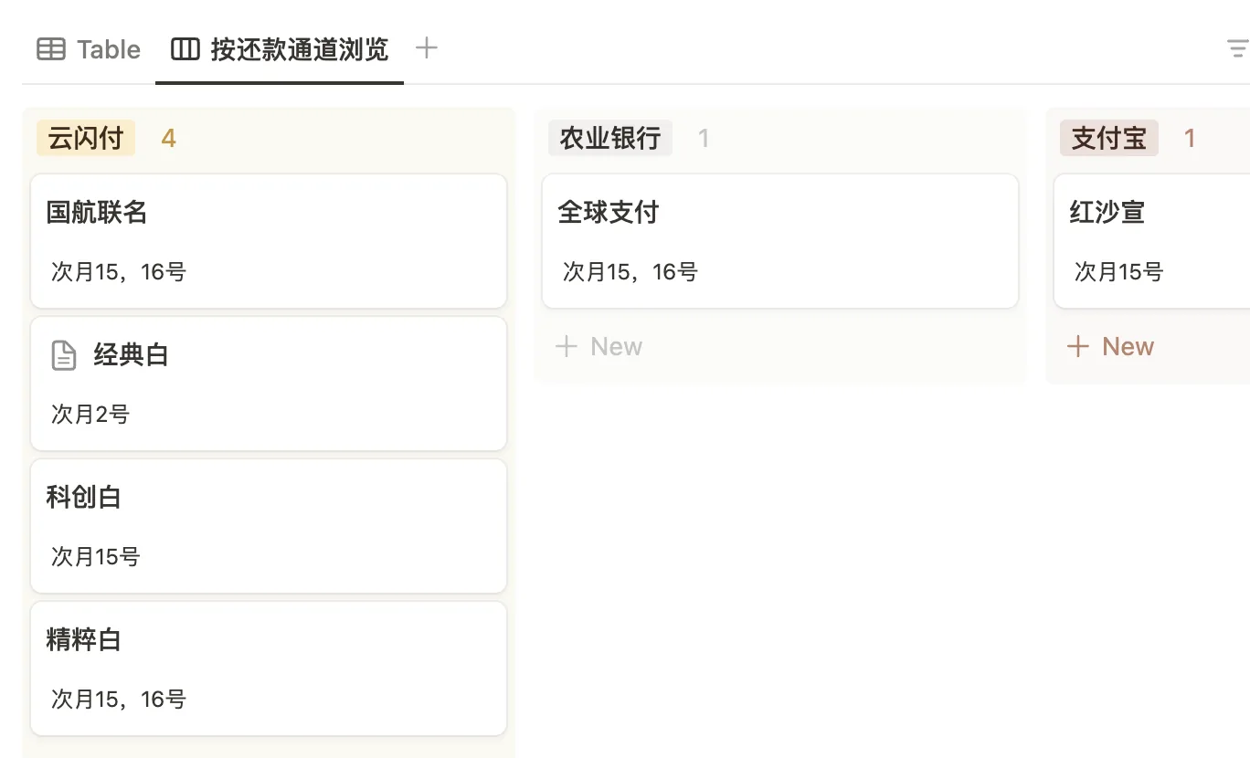 还款通道视图